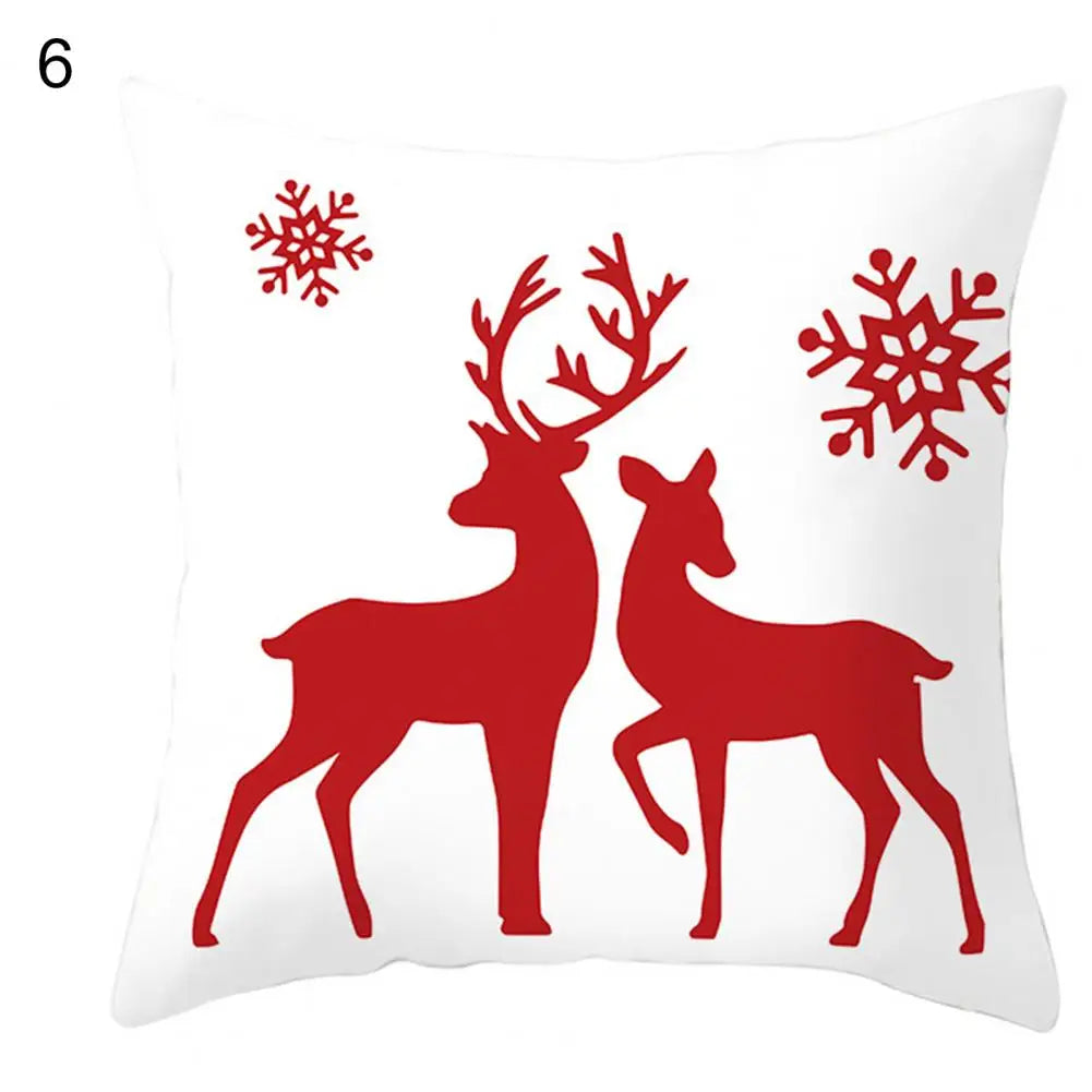 Useful Christmas Pillow Cover Smooth Christmas Pillowcase Breathable Christmas Sofa Chairs Pillow Cover  Skin-friendly