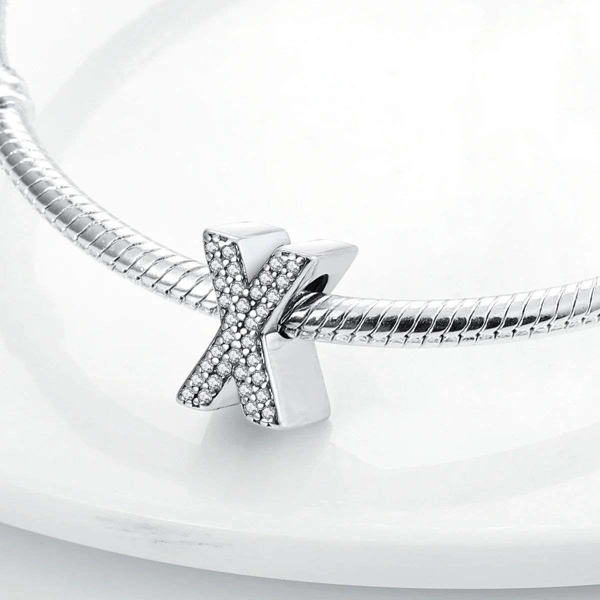 Fit Original Bangle Bracelet DIY A-Z Alphabet Charms Bead 925 Sterling Silver CZ Zircon LOVE Letter Dangle Pendant Jewelry Gift