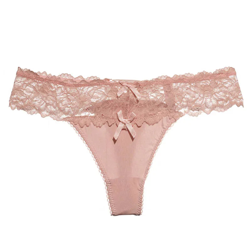 Meet'r Women Sexy Lace Panties Low-waist Underwear Thong Female G String Breathable Lingerie Temptation Embroidery Intimates