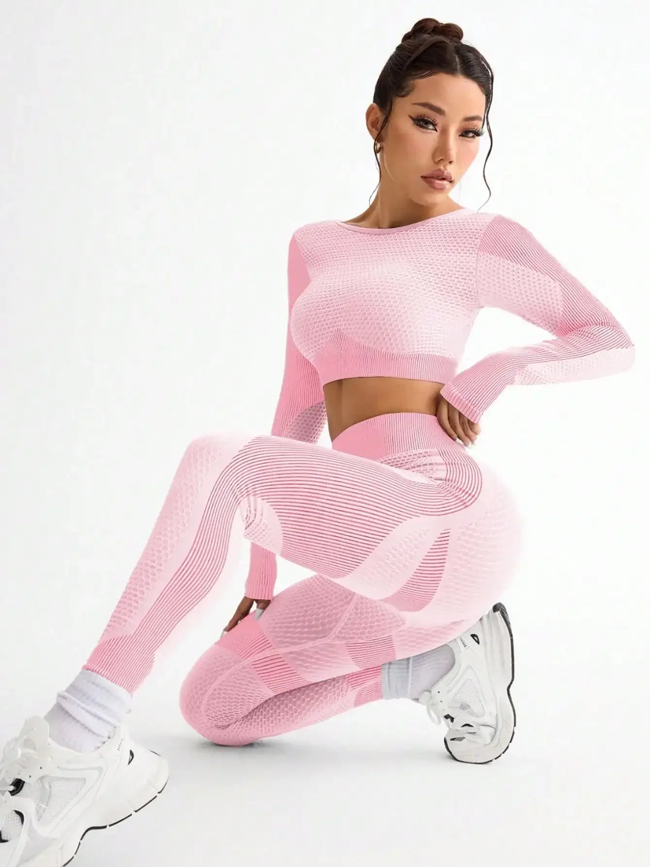 2pcs Hot-selling New Sports Tight Running Breathable Seamless Yoga Suit Women's Outdoor Fitness Suit Women's