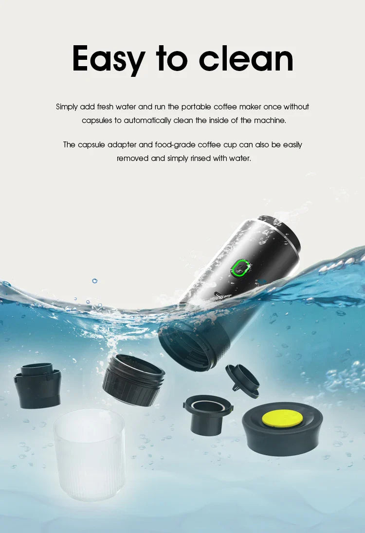3-in-1 Portable Electric Coffee Maker 20Bar Espresso Machine, Capsule&Powder Compatible for Camping/Office/Travel with Fast Heat