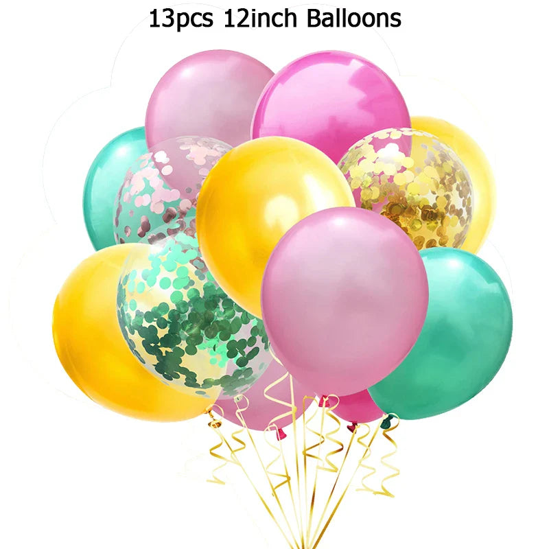 Hawaiian Party Decorations Flamingo Garlands Banner Balloons For ALOHA Luau Party Tropical Summer Beach Birthday Party Supplies