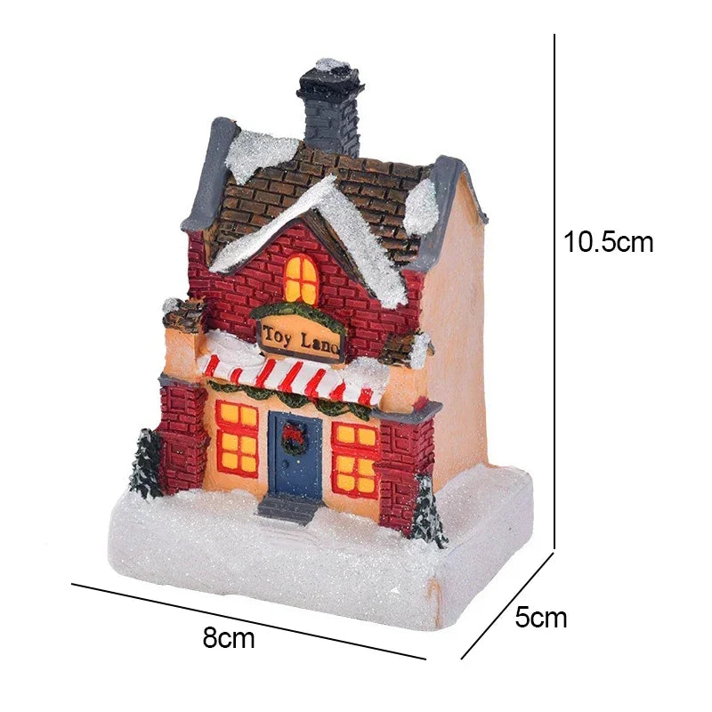 Christmas Resin House Light Christmas Glow Ornaments New Year Bedroom Decoration Kids Xmas Gift Micro Landscape Night Lights