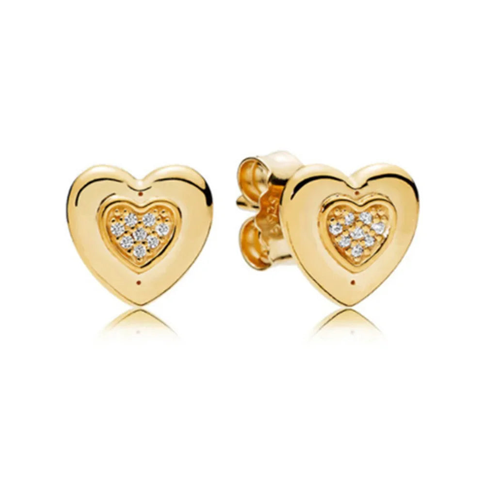 925 Sterling Silver Stud Earring Love Heart Crown Hoop Signature Logo Earrings For Women Making Wedding Party Engagement Jewelry