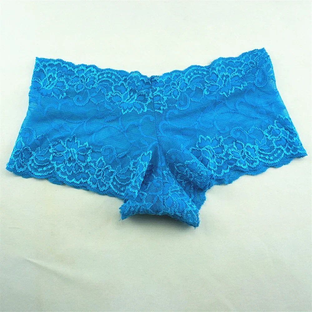 3pcs M-XXL Female Boxers Underwear Silk Boyshorts Women Transparent Panties Shorts Ladies Perspective Lingerie