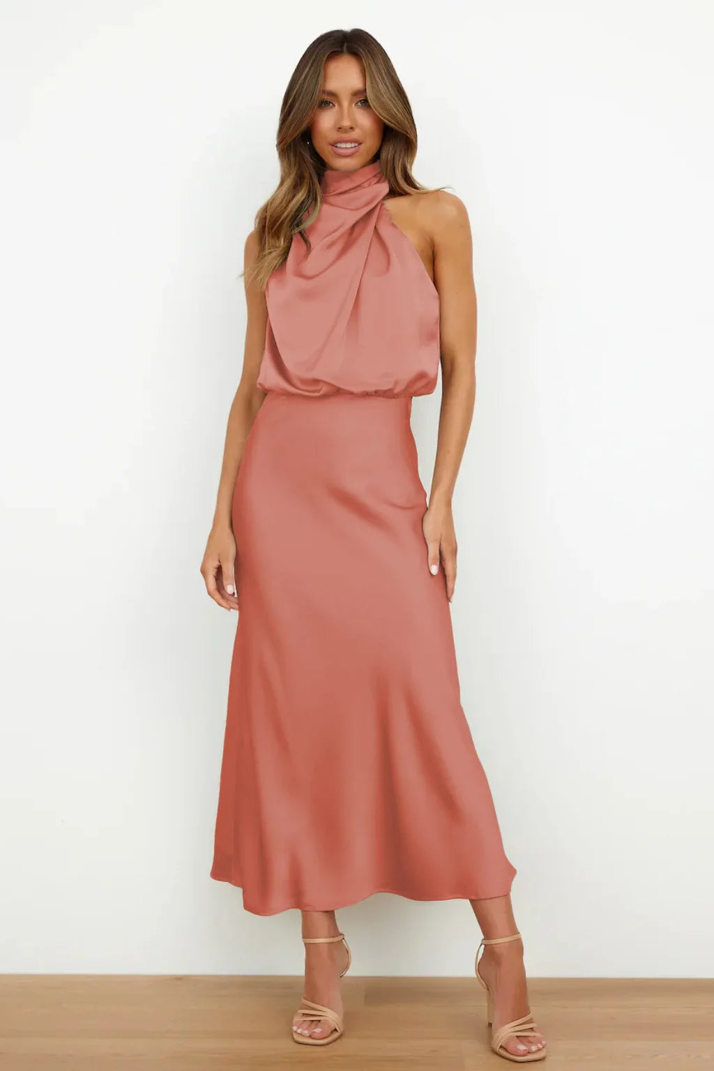Summer Luxury Sleeveless Silk Satin Long Dress Women Elegant Off Shoulder Celebrity Evening Dress Partywear Lady Trumpet Dress