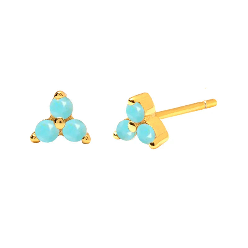 925 Sterling Silver Needle Small Geometry Triangle Crystal Stud Earring for Woman Lovers' Couples Bling Simple Piercing Earrings