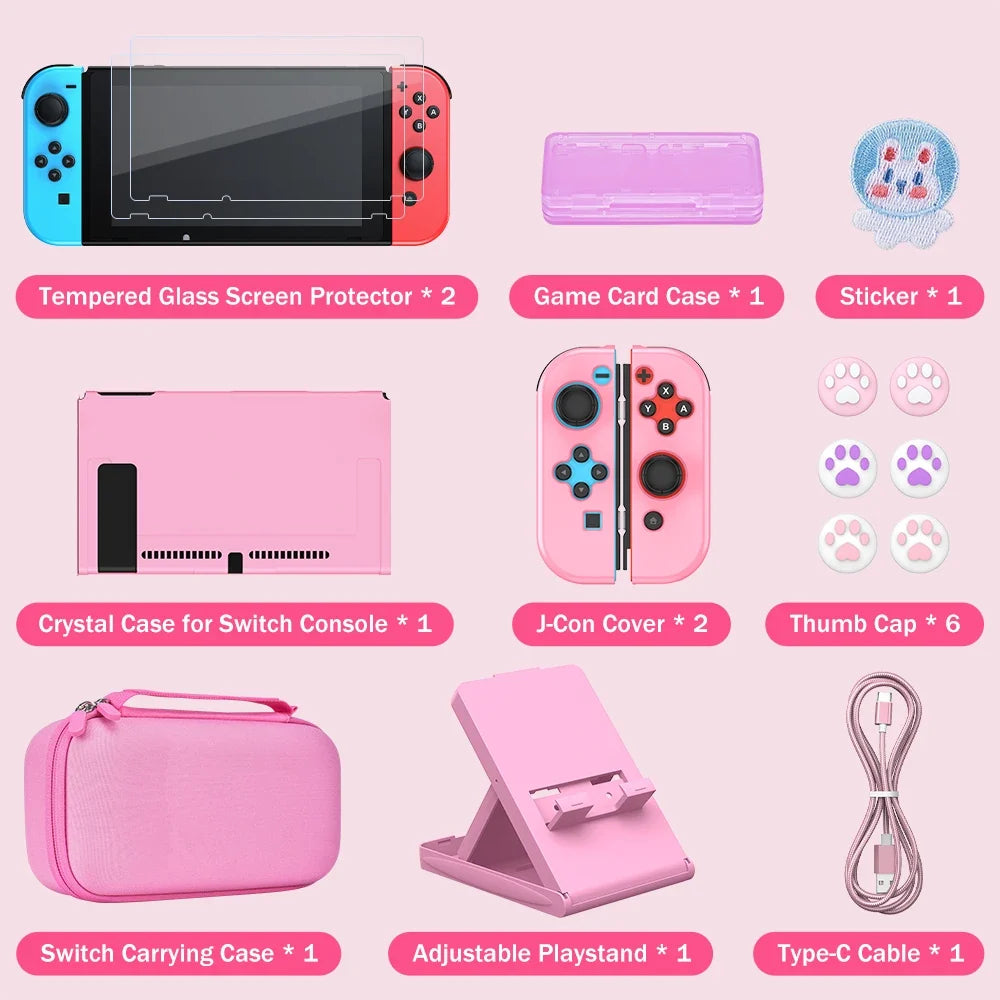 Switch Storage Bag 16 in 1 Switch Console Accessory With Switch Carry Case, Protective Case, Screen Protector Adjustable Stand