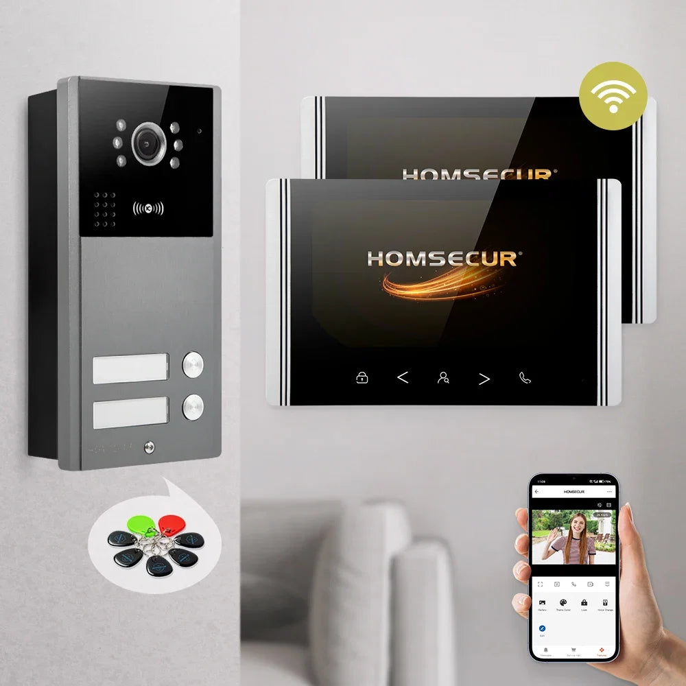HOMSECUR 7" WIFI Video Door Phone Call Intercom Outdoor Monitoring for 2 Families
