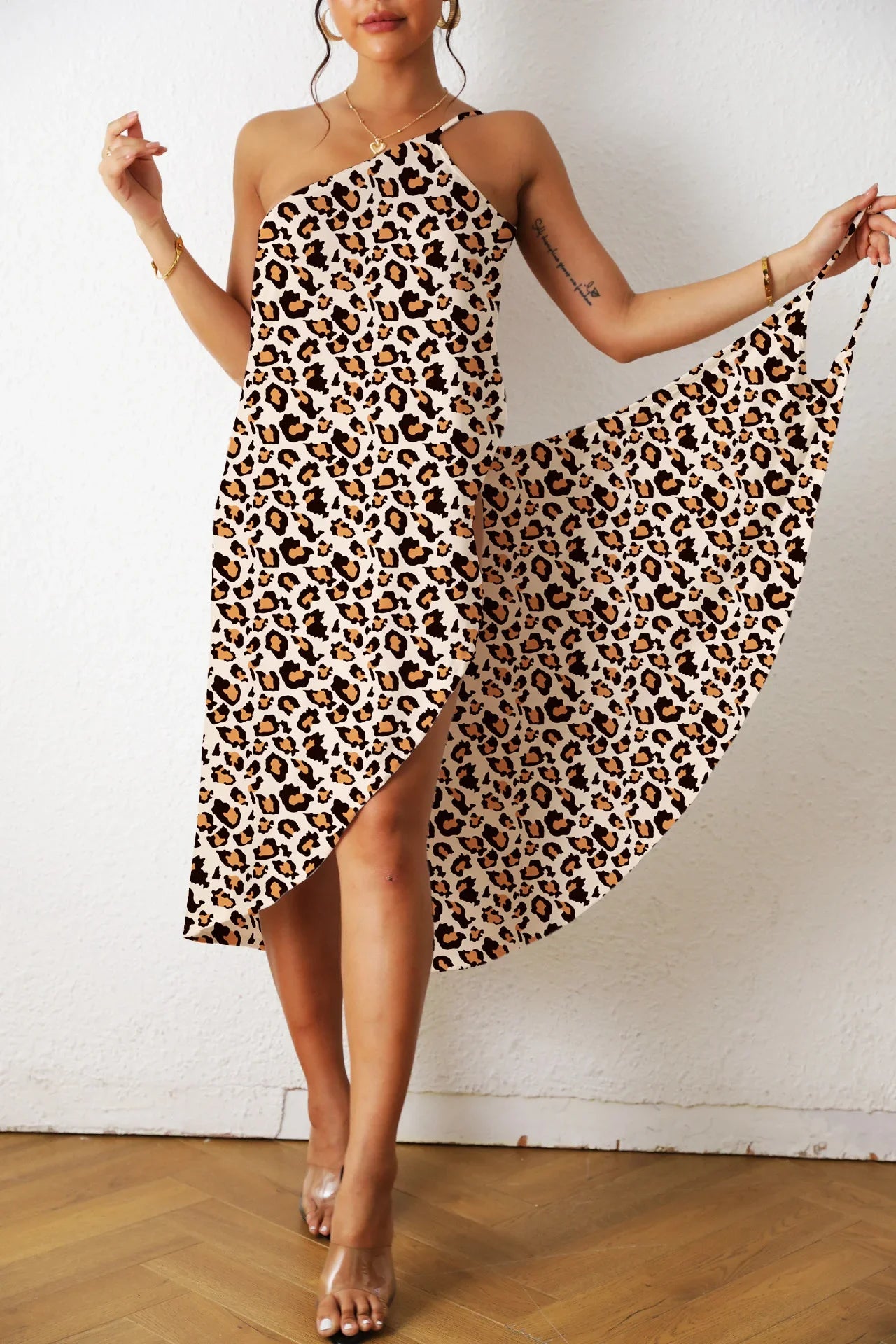 2024 Women's Print Sexy Beach Swimsuit Dress Women Solid Color Wrap Bikini Cover Up Dresses