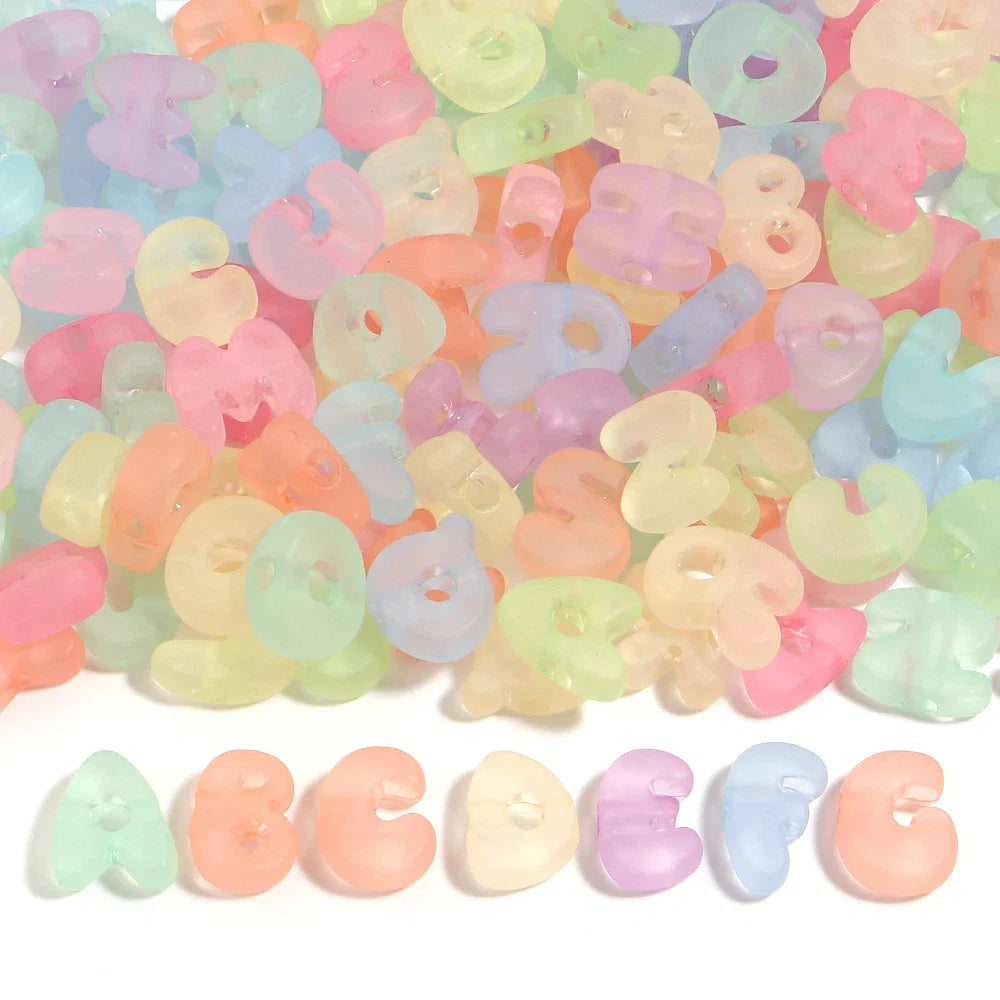 20-30pcs/lot Big Hole Cartoon English Letters Acrylic Beads Colored