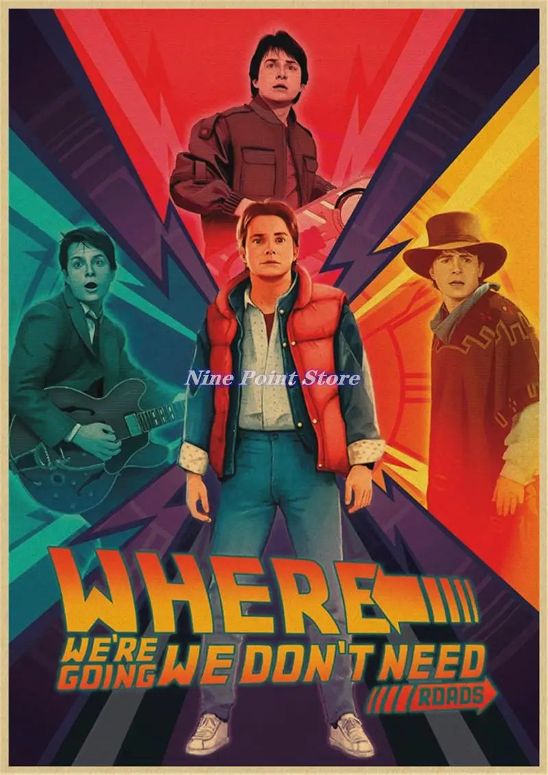 Back to The Future Retro Kraft Poster Decorative DIY Wall Canvas Sticker Home Bar Art Posters Decor