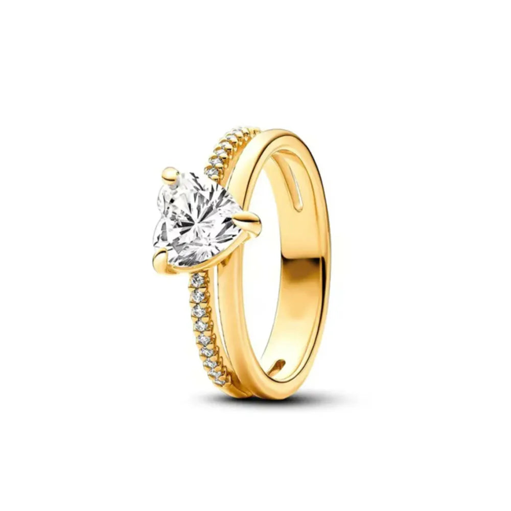 Gold Color Sun Heart Bow Size 6 7 8 9 Ring Rings for Trenday Women