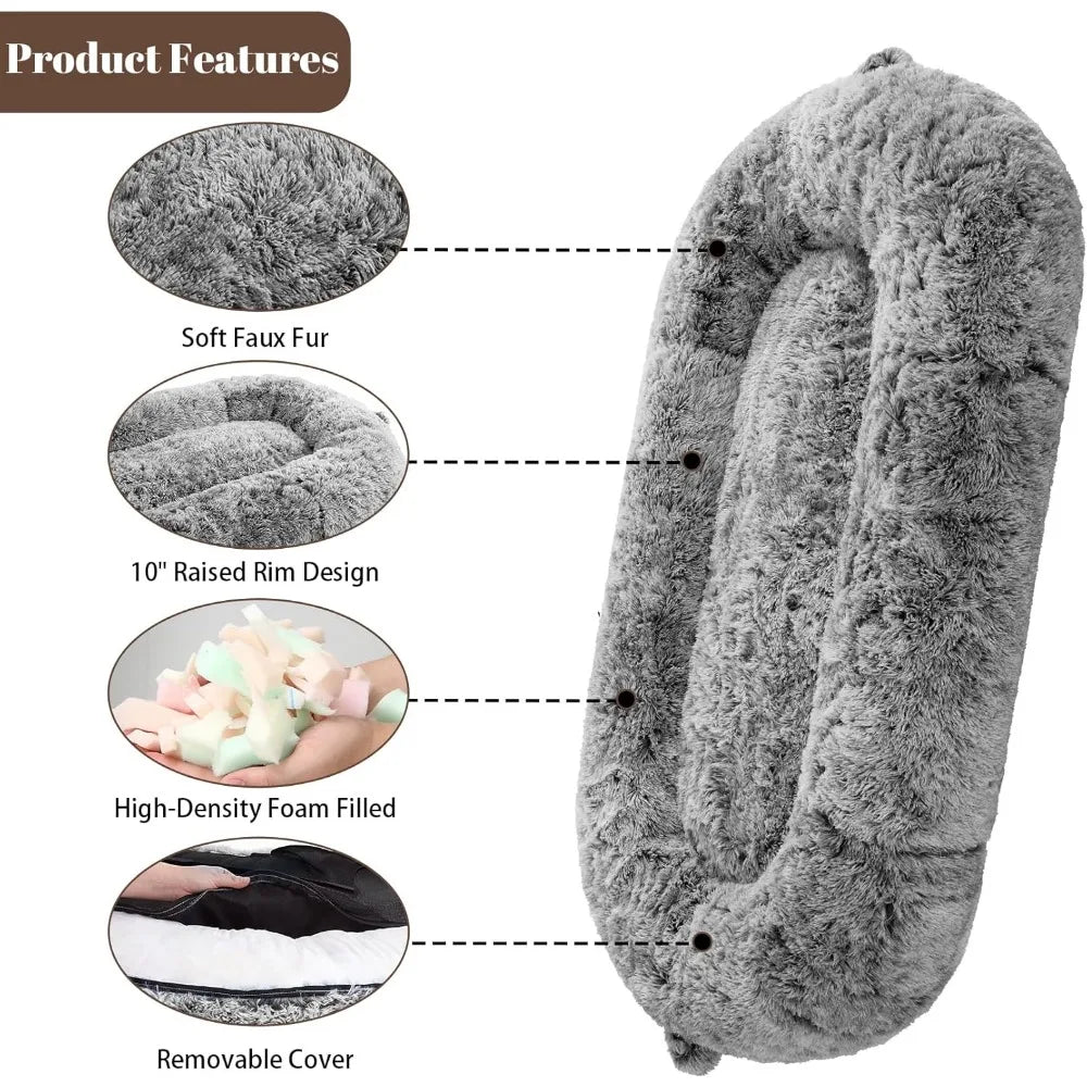Human Sized Dog Bed for Adult People,71"x43.3"x10" Large Dog Bed for Men and Women, Washable Giant Dog Bed for Pets and Kids,Ant