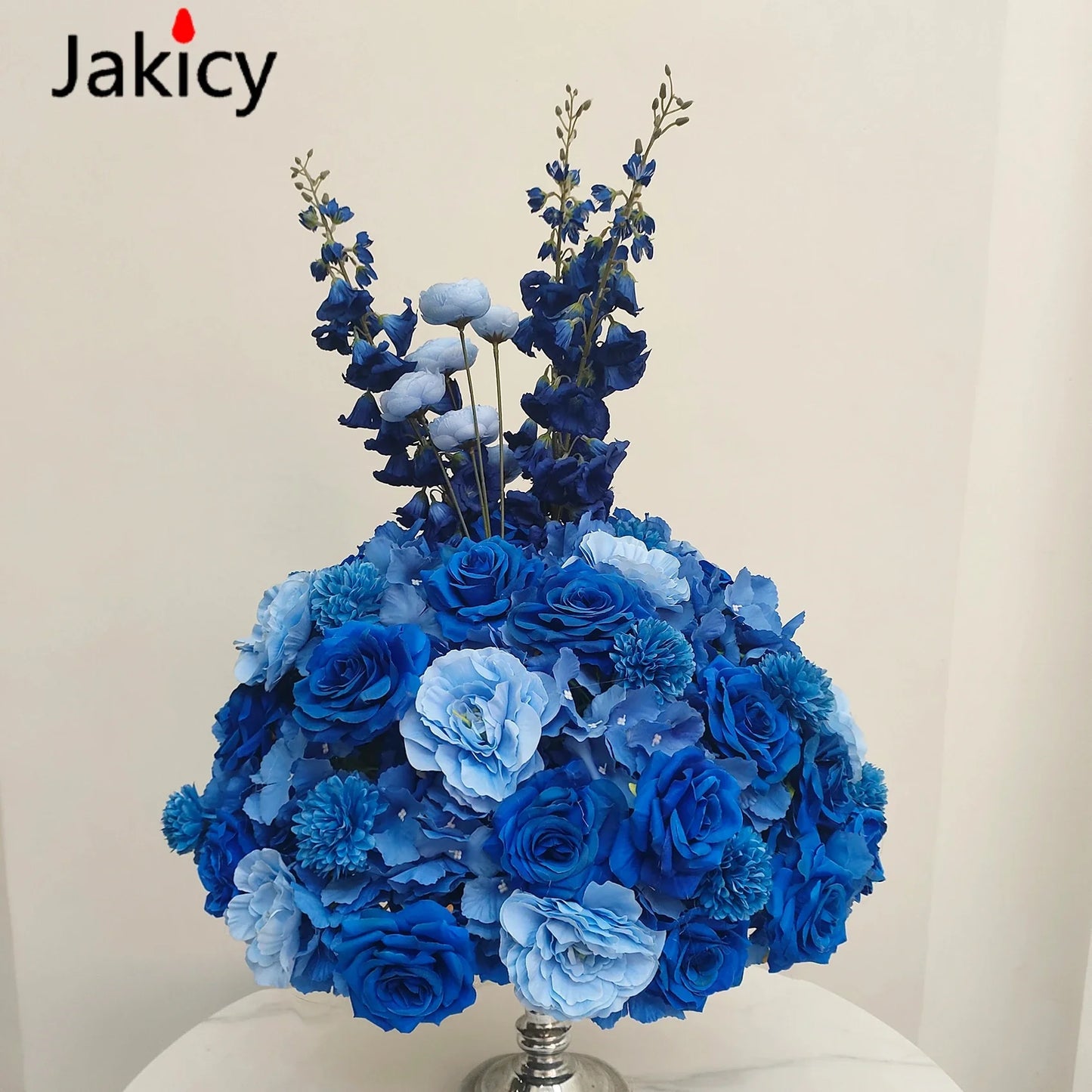 Red White Customized Artificial Rose Delphinium 50cm Flower Ball Wedding Decor Table Centerpieces Flower Decor Event Road Props