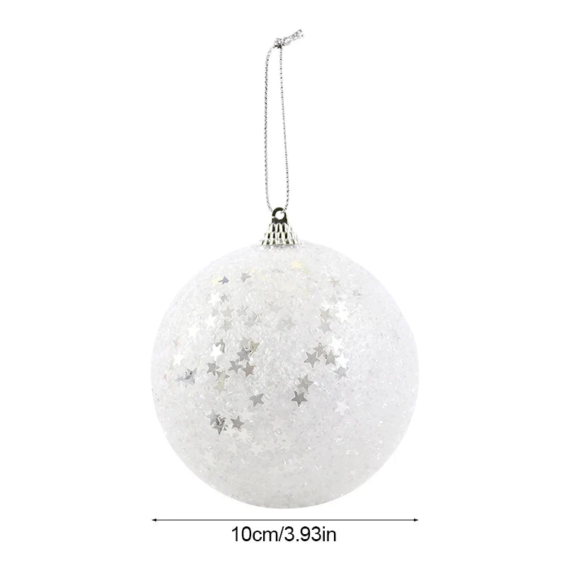 White Christmas Balls Ornament Foam Gift Box Xmas Tree Hanging Pendant 2025 New Year Home Party Decoration Navidad 2024 Supplies