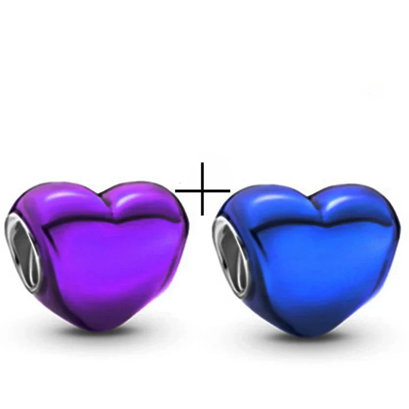 BRACE CODE 2Pcs/Lot Pan Spring New Purple Charm Love Floral Diy Beads Pendant Making Men's Women's Children's Fine Bracelets