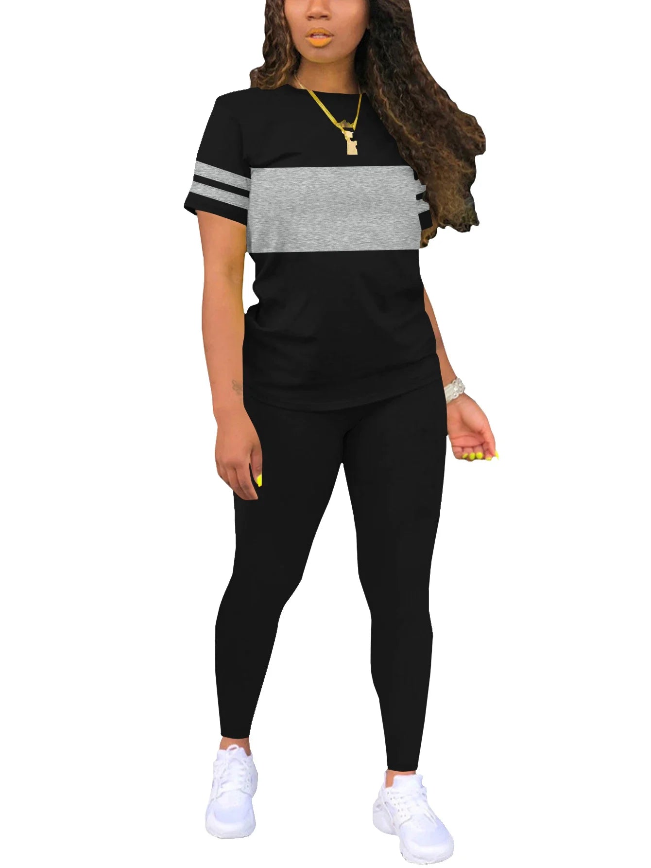 Women's Summer Casual Set, Fashionable Comfortable Ensemble Ladies Clothing Outfit.
