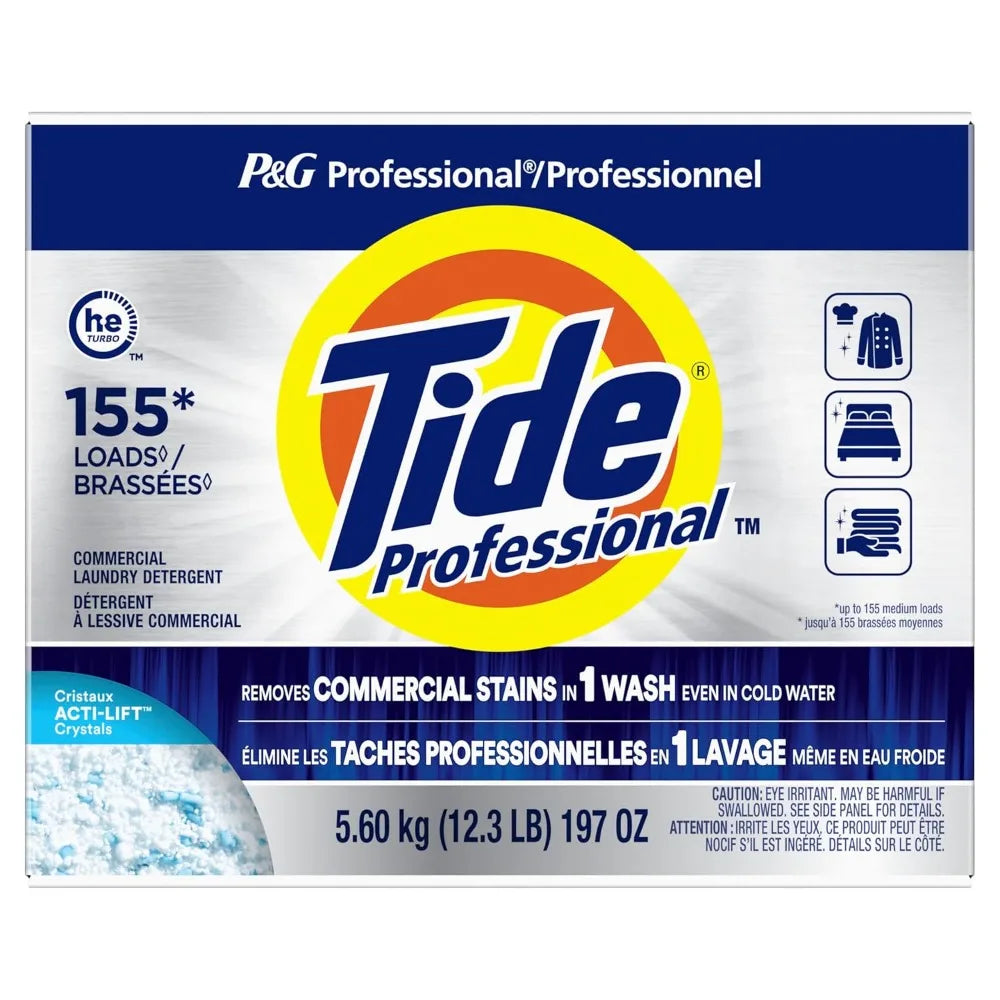 Professional Powder Laundry Detergent & Oxygen Stain Remover Bundle - 155 Loads, Commercial Grade for Hospitality, Healthcare.