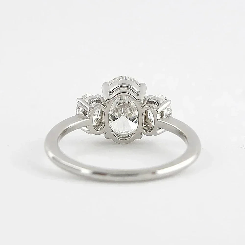 3/6cttw Real Moissanite Engagement Ring with Certificate 3-Stone Oval
