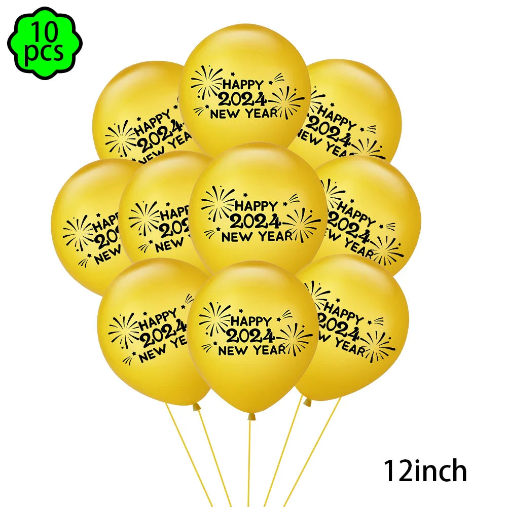 New Year 2024 number foil Balloon Hello 2024 New Year banner Balloon 2024 new year decor balloon Happy New Year Party Decoration