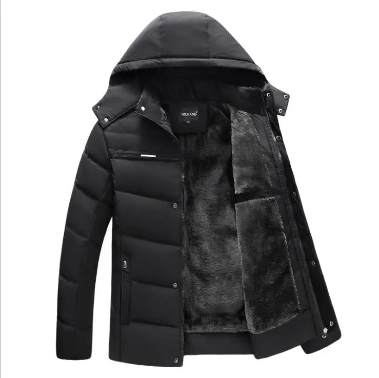 Men -15 Degree Thicken Warm Parkas Hooded Fleece Men Jackets.