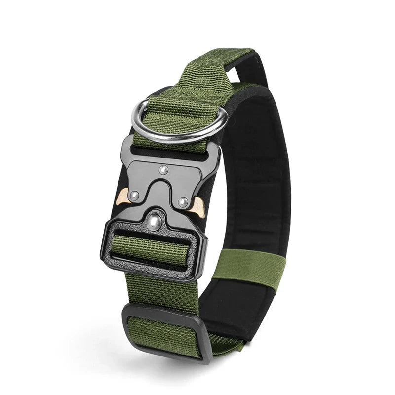 Adjustable Tactical Dog Collar with Metal Buckle Outdoor Walking Training Durable Nylon Collars for Medium Big Dogs Pet Supplies