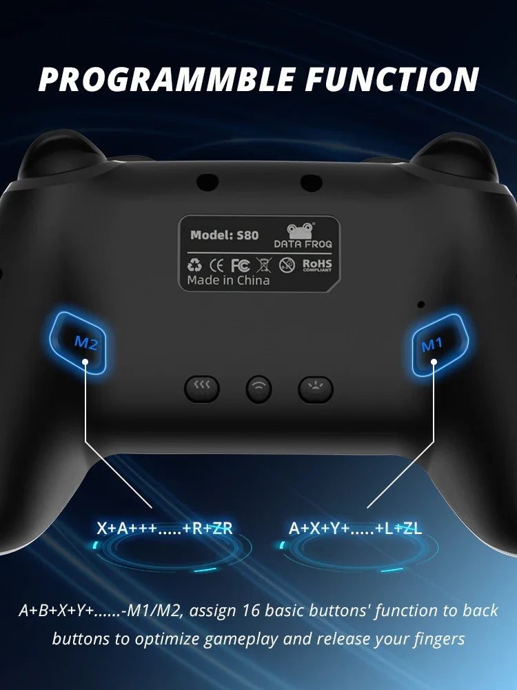 DATA FROG Wireless Controller For Switch OLED/Lite Console Pro Gamepad with 1000Mah Battery Programmable Turbo Function