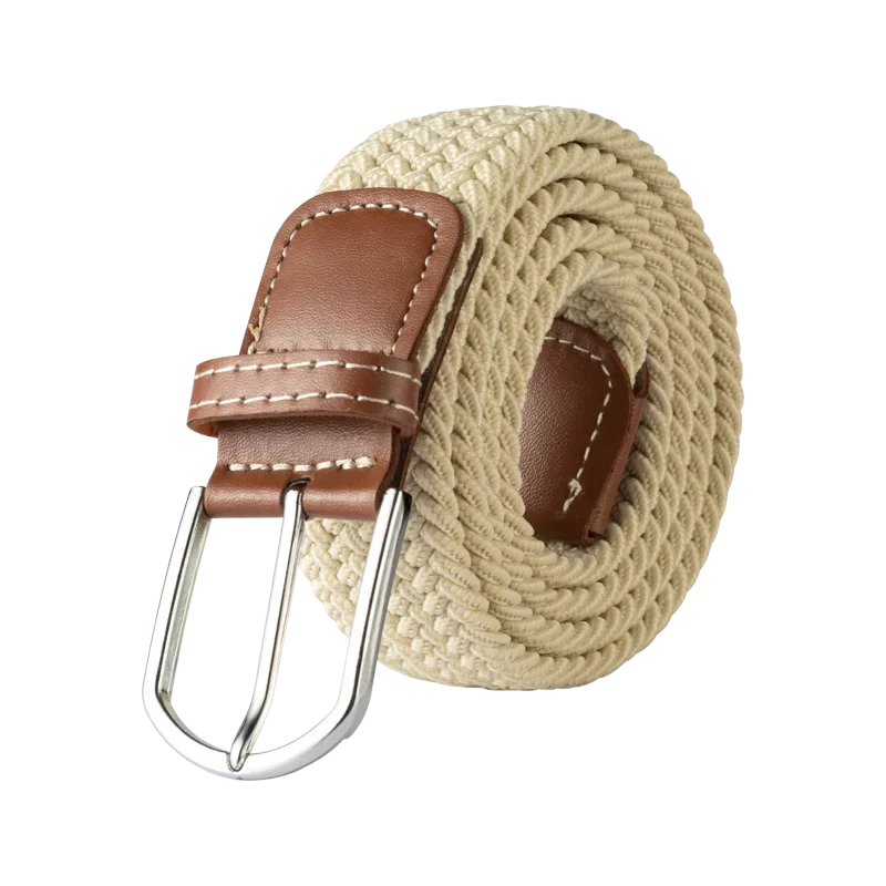 Black Female Casual Knitted Pin Buckle Men Belt Woven Canvas Elastic Expandable Braided Stretch Belts for Women Jeans Belts Belt