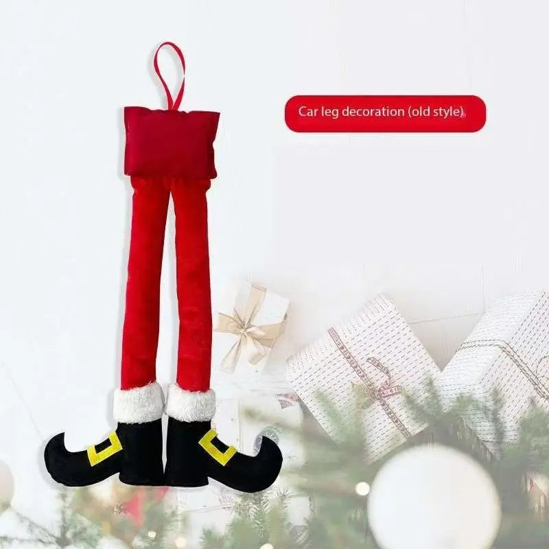 2024New Year Christmas Elf Santa Legs Car Accessories Christmas Decor For Home Xmas Tree Pendants Ornaments  HappyGifts