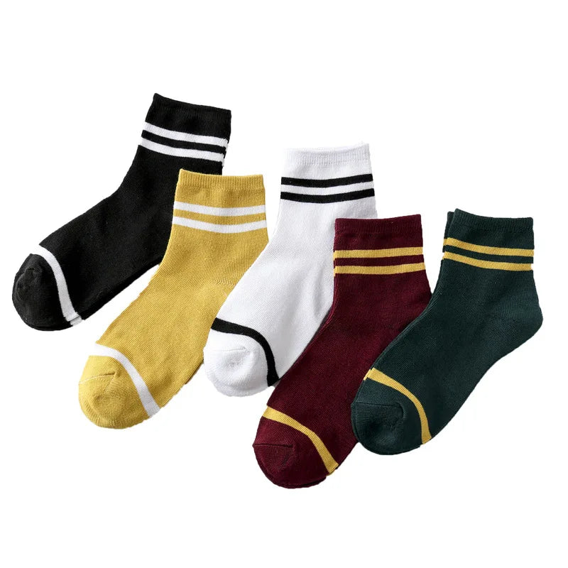 5 Pairs Women Fruit Print Socks Set Cute Casual Korean Fashion Kawaii Japanese Style Pumpkin Strawberry Banana Peach Avocado Sox
