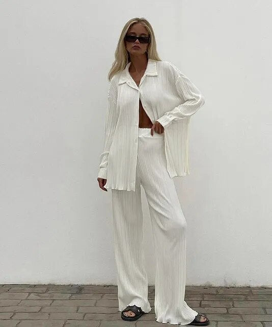 Women's Orange Long Sleeve Shirt Suit, Chiffon Tops, Wide Leg Pant, Sexy 2-Piece Set, Street Sweatsuit, Fitness Pit Strip Jacket