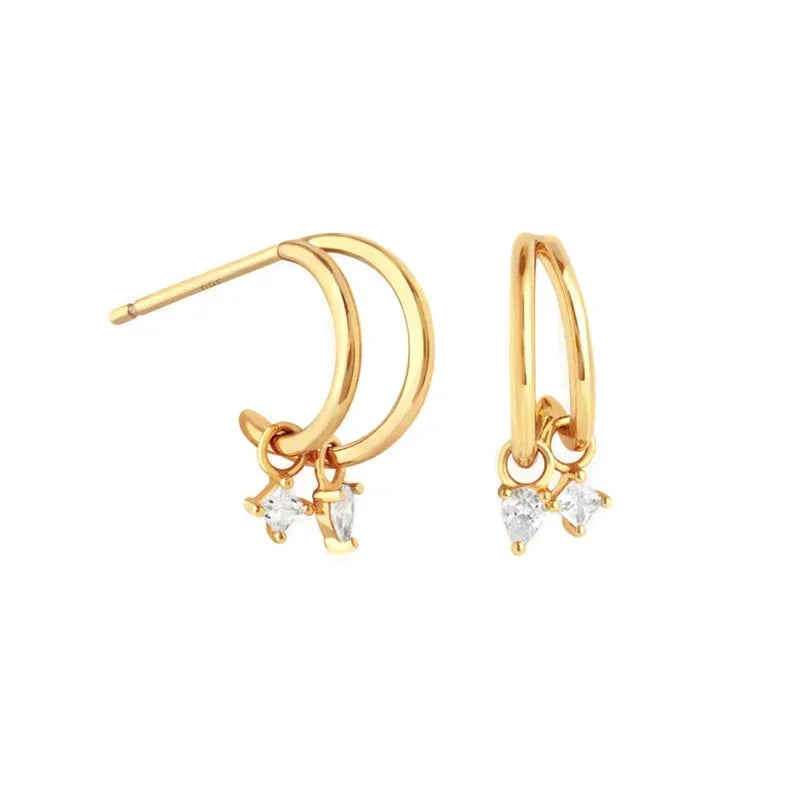 Cartilage 925 Silver Earrings Fashion C-shaped Zircon ear studs European American Geometric Piercing Earrings For Women Jewelry