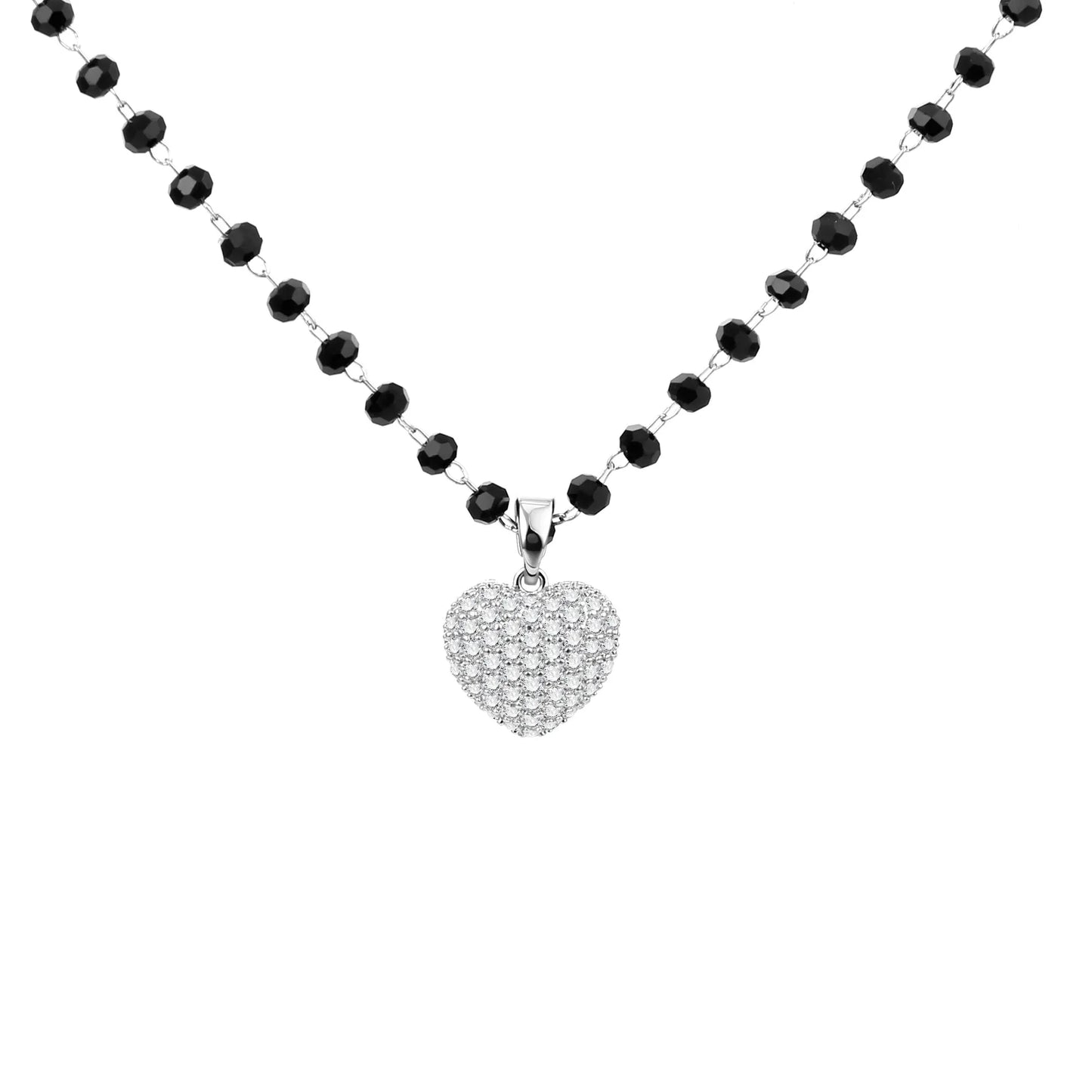 Fashion Double Layer Black Crystal Beads Necklace For Women Stainless Steel Star Choker Necklace Women's Jewelry femme Bijoux