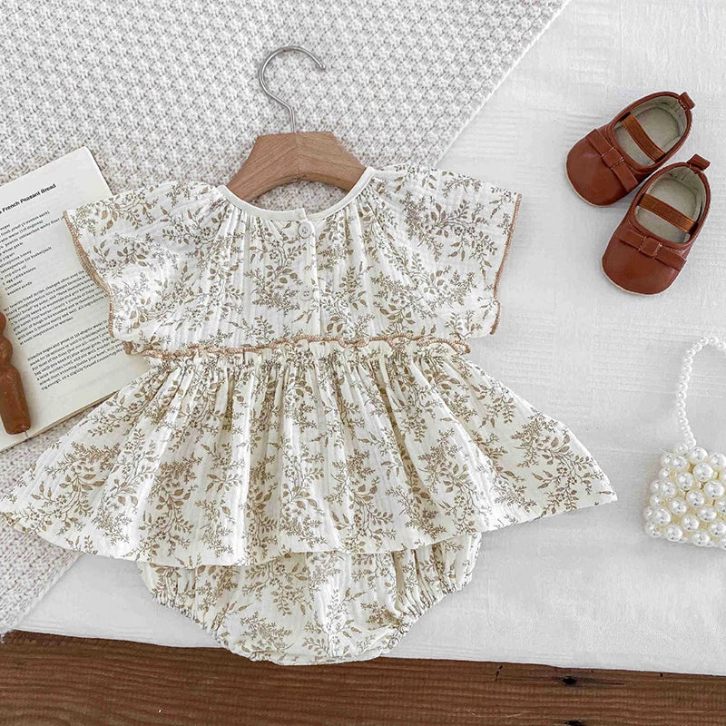 0-24M Baby Clothes Summer Baby Girl Bodysuit Floral New Female Baby Small Flying Sleeve Romper Dress Newborn One-piece Jumpsuit