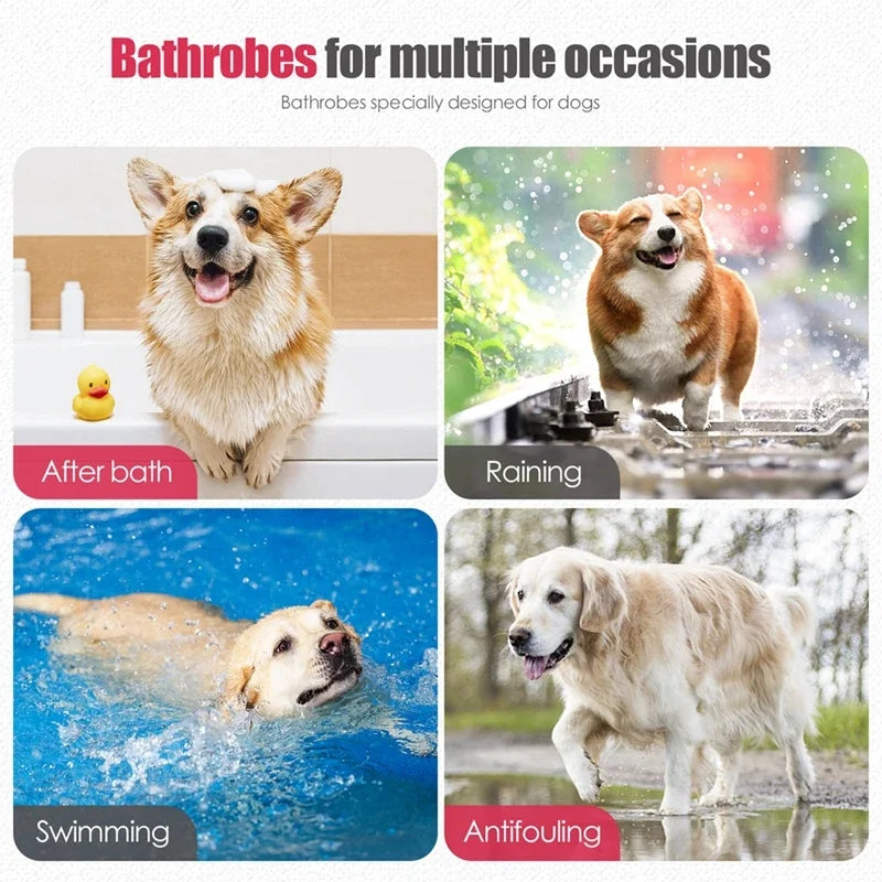 Pet Drying Coat Absorbent Bathrobe Towel for Large Medium Small Dogs Soft Adjustable Fast Drying Moisture Cat Dogs Pet Bath Robe