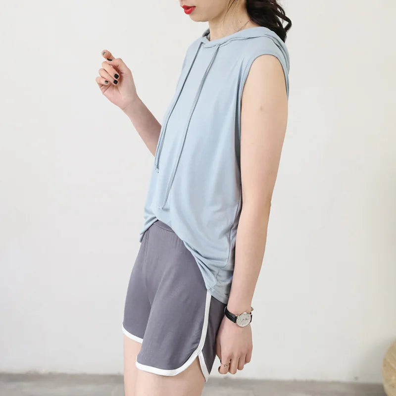 Women's Tank Tops Modal hoodies Tshirt sleeveless Loose Casual Tee Top Summer thin streetwear T-shirt