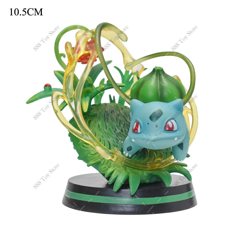 Anime Pokemon Figures Squirtle Charizard Bulbasaur Charmander Vulpix Special Effects Scene Version PVC Action Figure Model Toys