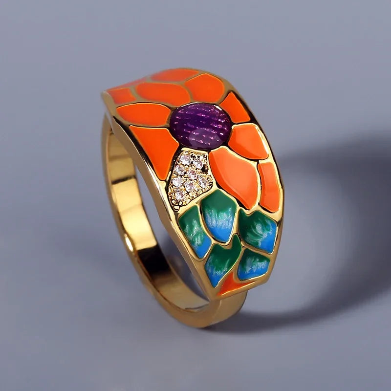 2024 New Silver Rings for Women Creative Handmade Enamel Craft Women's Rings 925 Silver Women's Party Jewelry Epoxy Craft