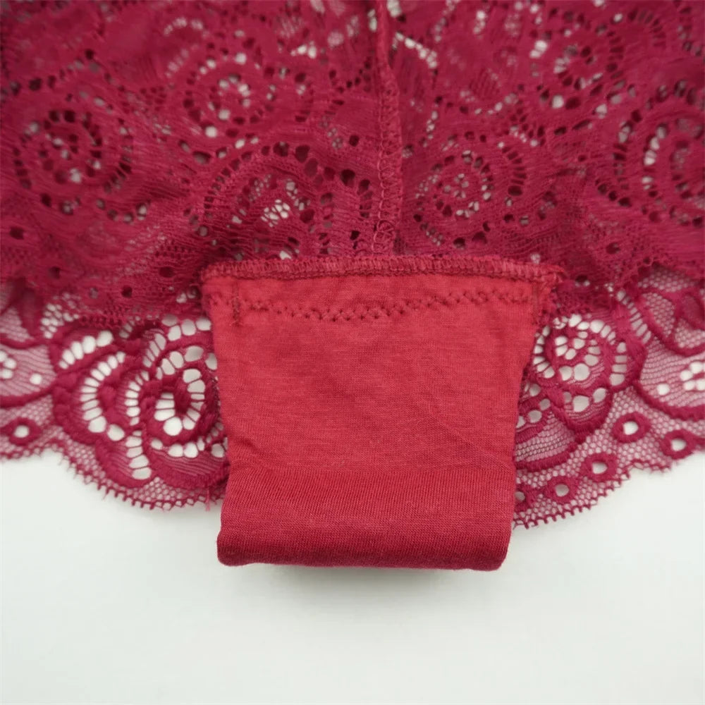 3PCS Transparent Boyshorts Women Underwear Lace Boxers Ladies Plus Size M-XXL Hollow Out Floral Panties Femme Intimates