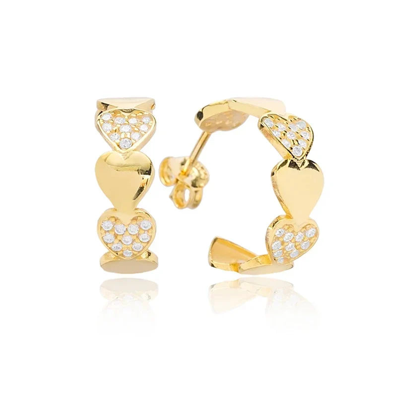 Cartilage 925 Silver Earrings Fashion C-shaped Zircon ear studs European American Geometric Piercing Earrings For Women Jewelry