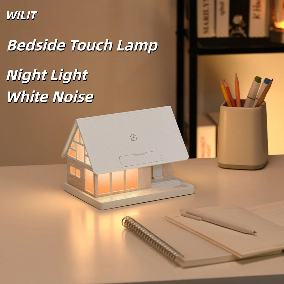WILIT Bedside Touch Lamp with 10 Natural Sounds White Noise 15W Wireless Charging Night Light Clock Combination Atmosphere Light