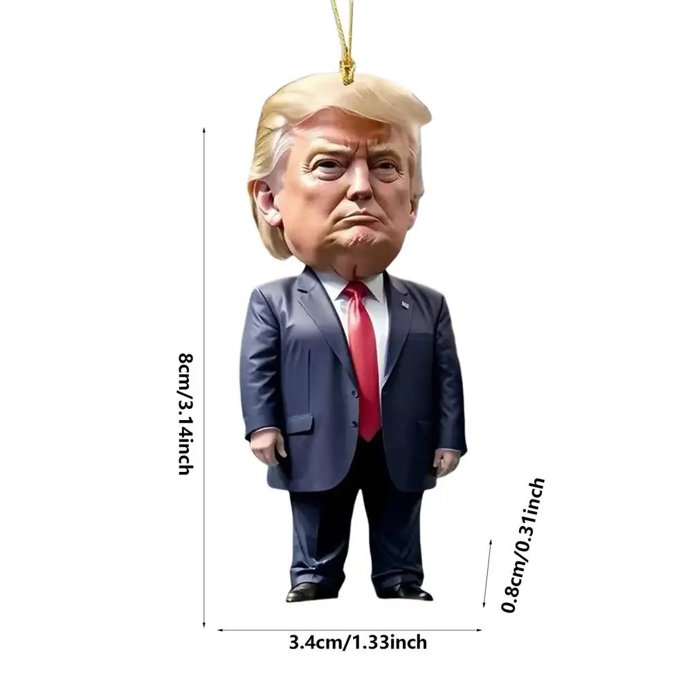 1pc Trumps-Inspired Acrylic Christmas Decor Hanging Ornament For Car And Tree Perfect Holiday Gift Funny Cartoon Pendant
