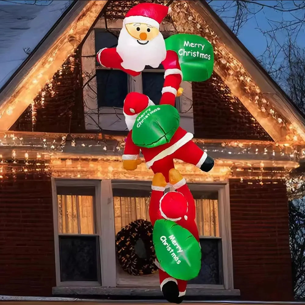 8FT Christmas Inflatables Climbing Santa Outdoor Decorations Christmas Inflatable Decorations with LED for Blow Up Yard Xmas