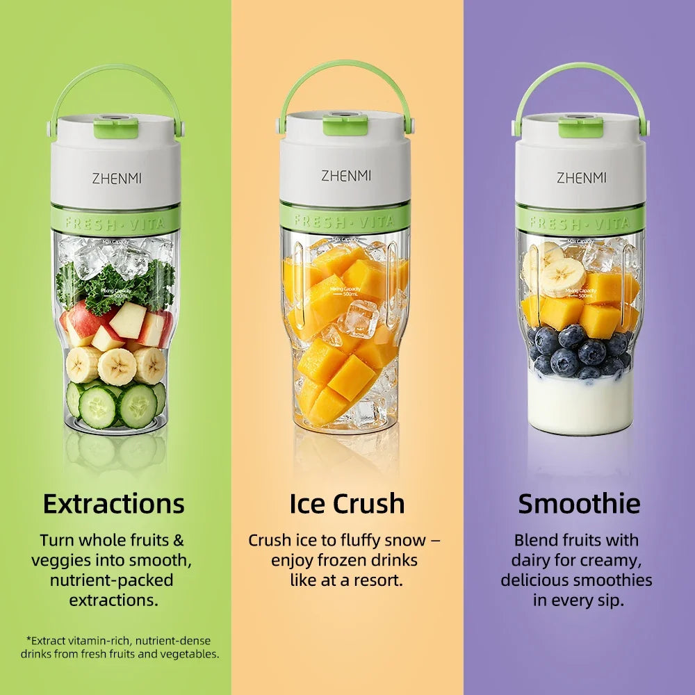 ZHENMI J27 BPA-Free Cordless Portable Personal Blender – 24oz Ice Crushing Blender for Shakes & Smoothies, USB Rechargeable, Lightweight & Compact Design with Modern Look, Easy to Clean, Fits Most Cup Holders & Backpacks, D