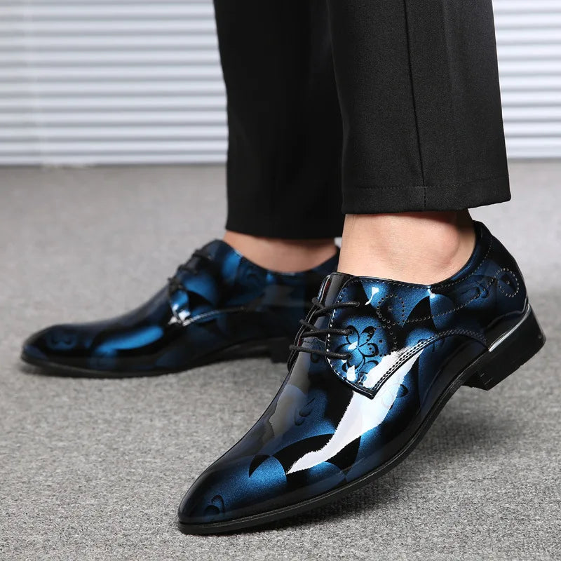 Luxury Men Oxford Shoes Retro Floral Pattern Men Dress Shoes Fashion Lace-Up Flats High Quality Business Men Party Wedding Shoes