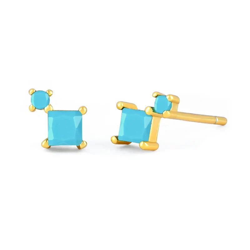 925 Sterling Silver Needle Small Geometry Triangle Crystal Stud Earring for Woman Lovers' Couples Bling Simple Piercing Earrings