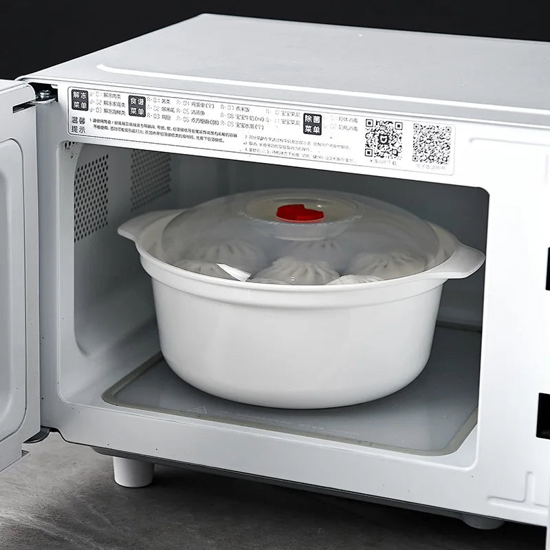 Microwave Oven Special Box Heated Soup Pot Rice Steamed Hot Steamed Buns with Lid Eco-friendly Food Grade Kitchen Tool