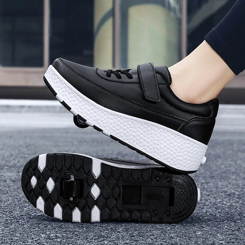 Two wheel skateboarding shoes casual shoes mob shoes Children's luminous roller skates skating charging with lights wheel shoes