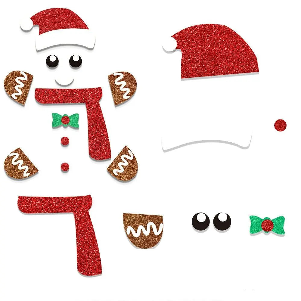 2 Set Cartoon Christmas Felt Door Sticker Funny Elk Christmas Tree Snowman Santa Claus Window Sticker Exquisite